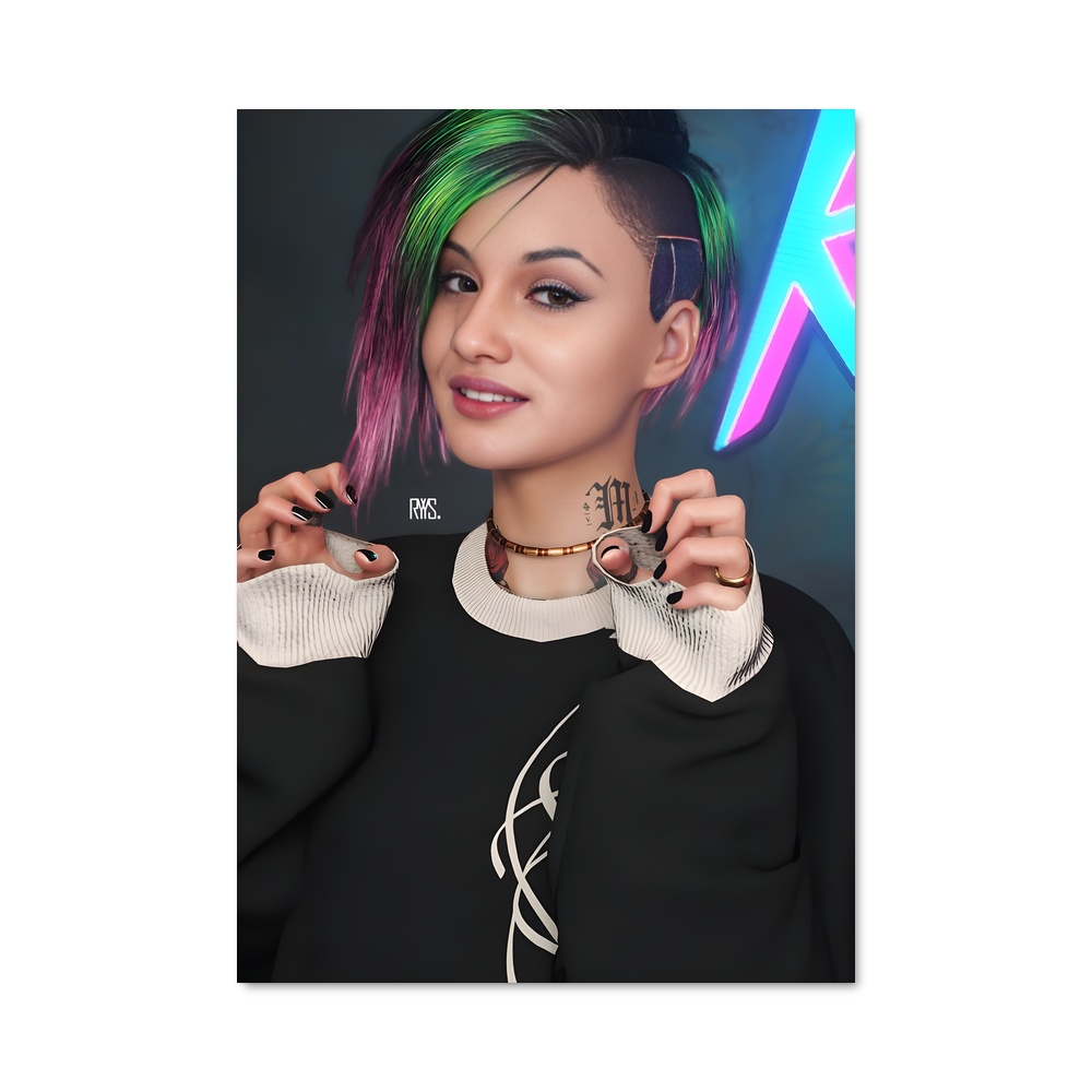 Poster Judy en Vert – affiche Cyberpunk